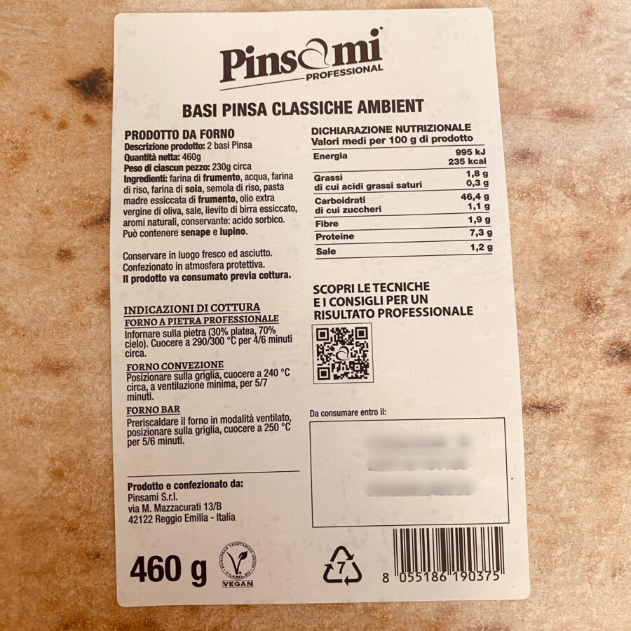 Pinsa Romana ingredientes