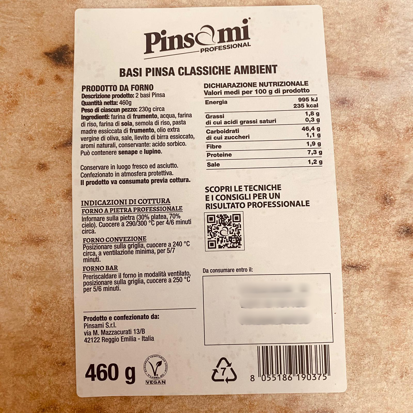 Pinsa Romana ingredientes